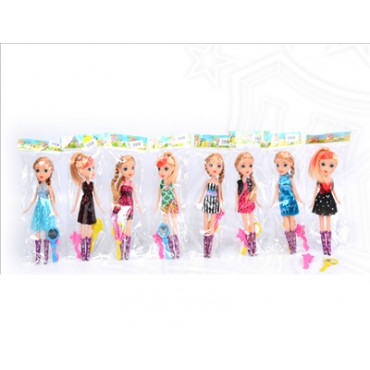 Кукла 8 видов с набором в пакете 25см